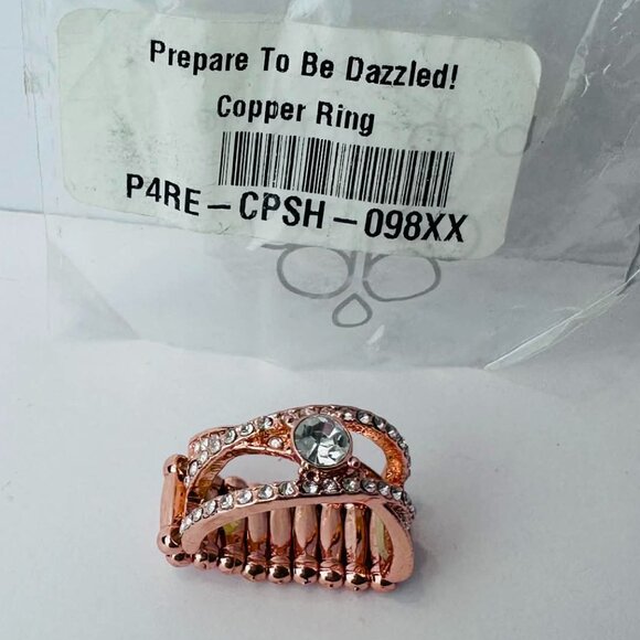 Paparazzi “Prepare To Be Dazzled!” Copper Rose Gold & Rhinestones Ring - Picture 2 of 4